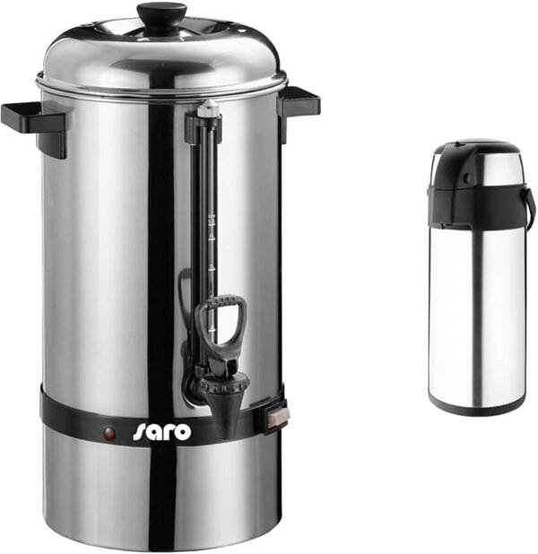317-1000 Gastro Coffee Machine with Round Filter Model Saromica 6005 Industrial Coffee Machine & Olympia Pump Action Airpot Hot Drink Dispenser 5 Litres