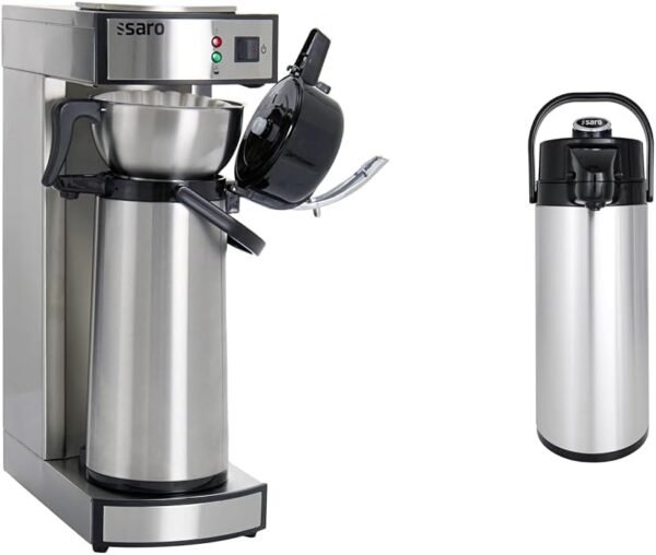 317-2085 Thermo Coffee Machine with Basket Filter and Thermos Flask, Industrial Coffee Machine with Thermos Jug (2.2 Litres, approx. 10 Cups of Coffee), Silver, 1.8 Litres &...