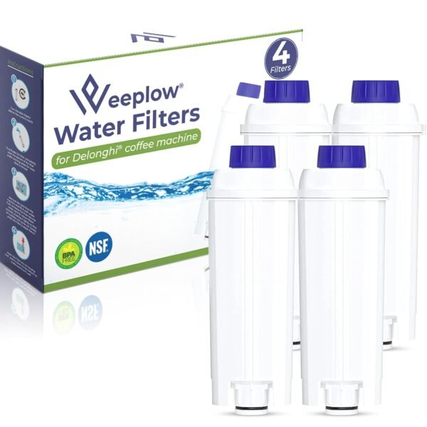 4 Water Filters Compatible with Delonghi Magnifica, Dinamica, Autentica, PrimaDonna, DLSC002, All ECAM ESAM ETAM BCO EC Series [Top Quality]