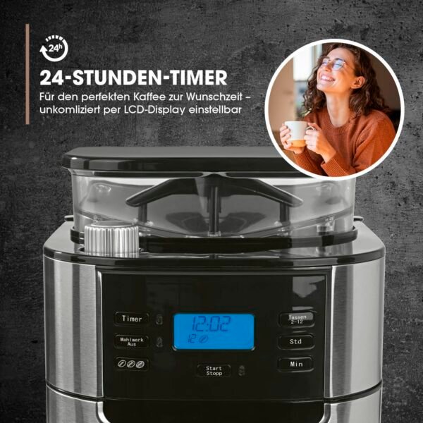 Barista Filterkaffeemaschine mit Mahlwerk und Timer für perfekten Kaffeegenuss zu Hause