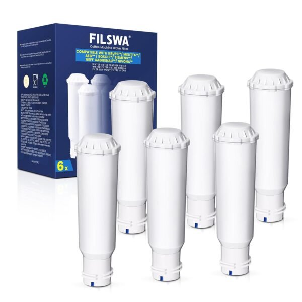 Coffee Machine Filter Cartridge Replacement for Melitta Water Filter, F088 Krups Water Filter, Compatible with Krups EA829S, Jura, Nivona, Melitta Barista TS and More (Pack of 6)