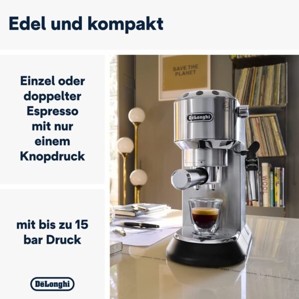 De'Longhi Dedica Style EC 685.M kompakte Espressomaschine mit perfektem Milchschaum und schneller Aufheizzeit