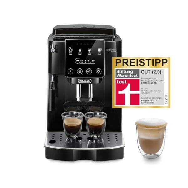 De'Longhi Magnifica Start ECAM222.20.B Fully Automatic Coffee Machine with Milk Frothing Nozzle for Cappuccino, Espresso Direct Dial & 2x Espresso Functions, 13-Stage Conical...