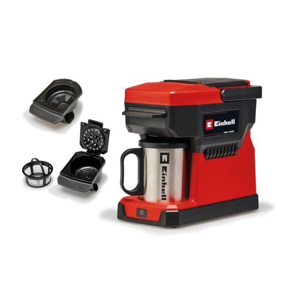 Einhell TE-CF 18 Li-Solo Power X-Change Cordless Coffee Machine (18 V, 240 ml Water Container, for Filter Coffee and Coffee Pods, Carry Handle, includes Coffee Cup with Lid,...