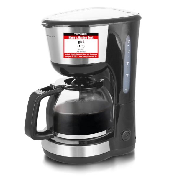 Emerio CME-122933, Filter Coffee Machine, 1.25 L for up to 10 Cups of Fresh Coffee, Removable Permanent Filter, Anti-Drip Function, Glass Coffee Pot, Auto-Off, 1000 Watt,...