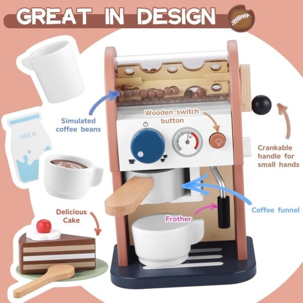 GAGAKU Holz Kaffeemaschine für Kinder mit Sound Perfektes Spielzeug ab 3 Jahren