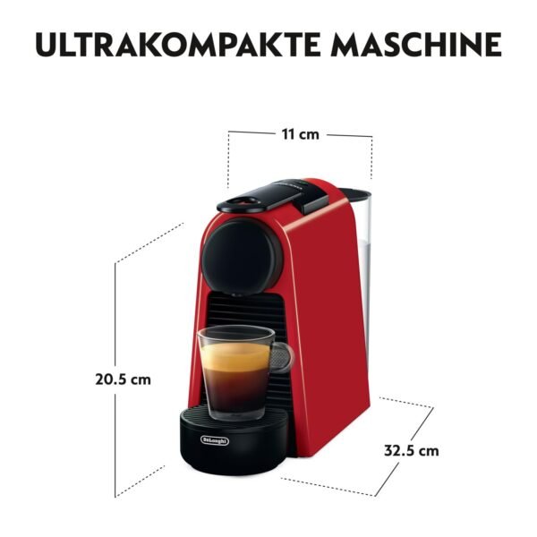 Nespresso Essenza Mini Rote Kapselmaschine mit 19 bar Pumpendruck und kompaktem Design