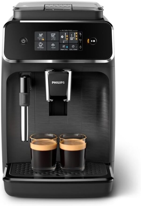 Philips 2200 Series EP2220/10 Fully Automatic Coffee Machine, 2 Coffee Specialities, Black/Brushed