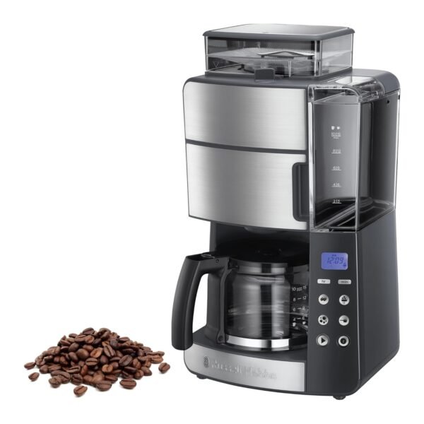 Russell Hobbs Grind & Brew 25610-56 Coffee Machine with Grinder, Glass Jug for up to 10 Cups, Digital Programmable Timer, 3-Level Grind Settings, 1000 W, Filter Coffee Machine...