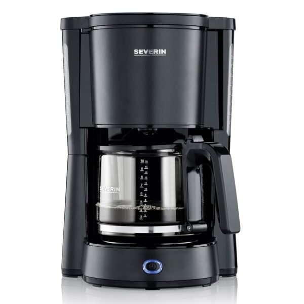 SEVERIN KA 4815 Type Coffee Machine with Glass Jug, Aromatic, Fast and Quiet Brewed Coffee with Coffee Maker for up to 10 Cups, Filter Coffee Machine, Black,