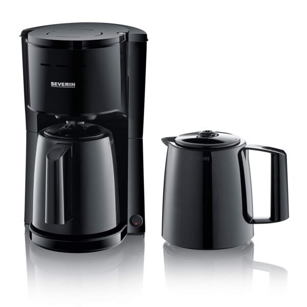 SEVERIN KA 9307 Filter Coffee Machine with 2 Thermal Jugs, Coffee Machine for up to 8 Cups per Jug, Filter Machine with 2 Insulated Jugs, Black
