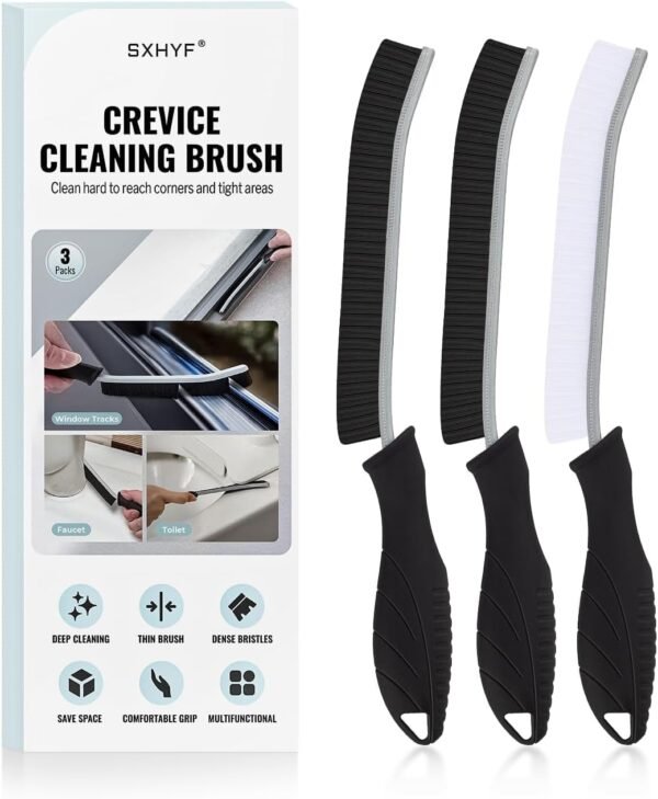Sxhyf Hard Bristle Corner Cleaning Brush - Multifunctional Gap Cleaning Brush, Grout Brush, Cleaning Brush, Cleaning Tools for Household, Kitchen, Vehicle, Toilet, Grout (Black)